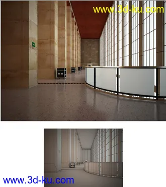 公共场所大厅场景,公共场所大厅模型,大型过道,大型走廊模型,3D模型的图片