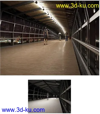 天桥场景,天桥模型,天桥过道模型,跨桥模型,3D模型的图片