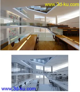 饭堂场景,大厅模型,长形木桌,会议室模型,3D模型的图片