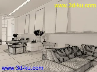 室内场景,沙发,画,家具模型,3D模型的图片
