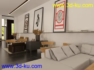 室内场景,沙发,画,家具模型,3D模型的图片