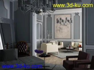 室内场景,沙发模型,吊灯模型,3D模型的图片