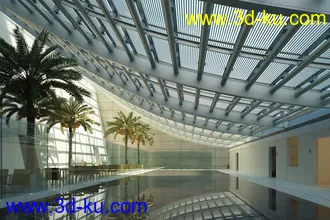 大型玻璃天花,公司大堂模型,公司大厅模型,3D模型的图片