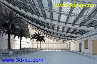 大型玻璃天花,公司大堂模型,公司大厅模型,3D模型的图片