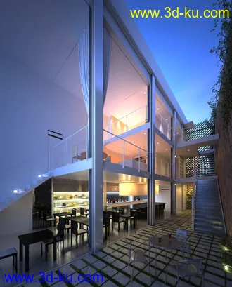面包屋场景,糕点店模型,面包店模型,露天阳台,3D模型的图片