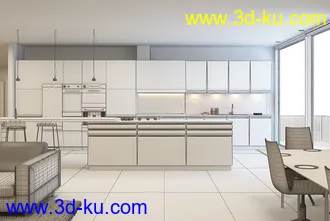阳光公寓场景,公寓模型,沙发,厨房,3D模型的图片
