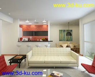 毛沙发模型,室内场景,3D模型的图片