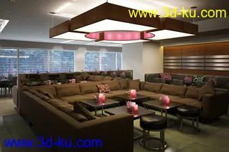 室内场景,大客厅模型,吊灯模型,3D模型的图片