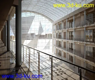 拱形吊顶,拱形玻璃顶,透光天花模型,透光屋顶,通天大厅场景,3D模型的图片