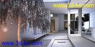 别墅场景,露天花园模型,3D模型的图片