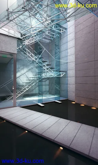 铁架楼梯场景,玻璃楼梯模型,剪刀楼梯模型,3D模型的图片1