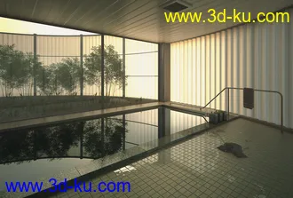 室内泳池场景,室内泳池模型,3D模型的图片