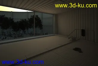 室内泳池场景,室内泳池模型,3D模型的图片