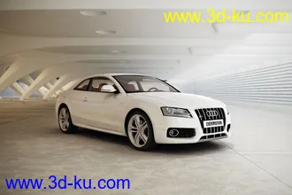 奥迪汽车模型,停车场景场景,3D模型的图片