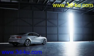 奥迪汽车模型,汽车仓库,铁棚场景,铁大棚模型,3D模型的图片
