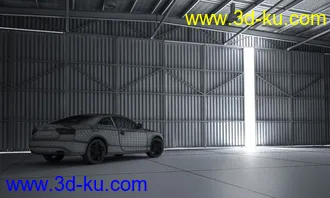 奥迪汽车模型,汽车仓库,铁棚场景,铁大棚模型,3D模型的图片