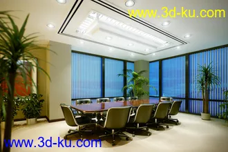 会议室模型,长方形天花吊顶场景,3D模型的图片