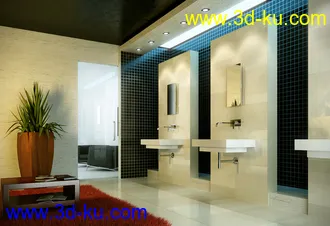 浴室场景,浴室模型,卫生间场景,卫生间模型,3D模型的图片