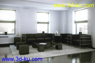 现代房屋场景,客厅场景,3D模型的图片