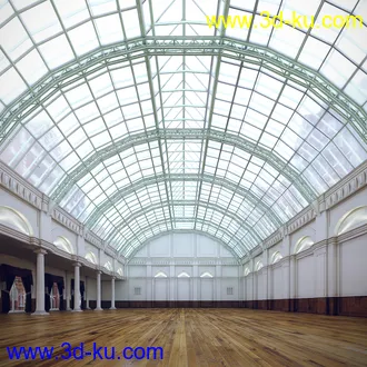 大棚模型,透光大棚,玻璃大棚场景,室内广场,练舞室,3D模型的图片