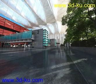 商业广场,展览入口场景,会展中心模型,会展入口,3D模型的图片