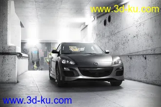 汽车维修厂场景,地下车库模型,汽车模型,3D模型的图片
