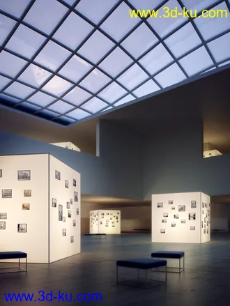现代展馆场景,艺术展馆,会展中心场景,绘画作品展,3D模型的图片