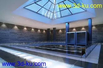 艺术空间,艺术展馆,光影展厅,动感展厅场景,圆锥吊顶,3D模型的图片