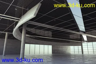 室内空间场景,避难所场景,铁网天花,3D模型的图片