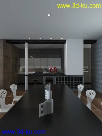 现代室内场景模型,艺术家具,灯饰,窗帘,沙发,3D模型的图片4