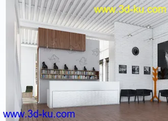 书房场景,书籍模型,书架,桌椅模型,3D模型的图片