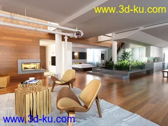 大房子模型,室内场景,整套室内设计模型,3D模型的图片