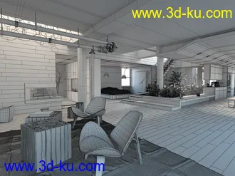 大房子模型,室内场景,整套室内设计模型,3D模型的图片