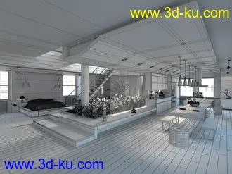 大房子模型,室内场景,整套室内设计模型,3D模型的图片