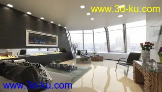 圆形大房子,现代房子,室内设计,精品套房,四周透光,3D模型的图片