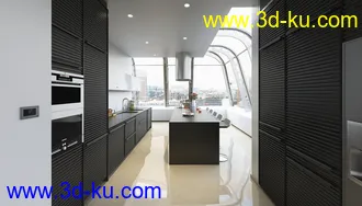 圆形大房子,现代房子,室内设计,精品套房,四周透光,3D模型的图片