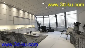 圆形大房子,现代房子,室内设计,精品套房,四周透光,3D模型的图片