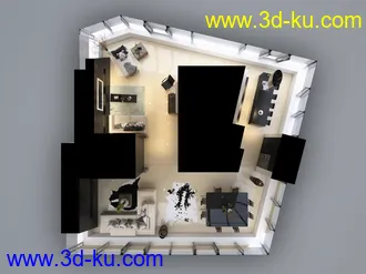 圆形大房子,现代房子,室内设计,精品套房,四周透光,3D模型的图片