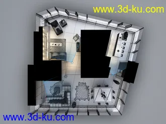圆形大房子,现代房子,室内设计,精品套房,四周透光,3D模型的图片