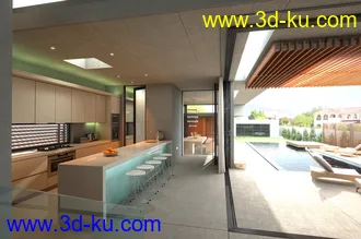 复式别墅模型,私人游泳池,整套室内布局模型,3D模型的图片4