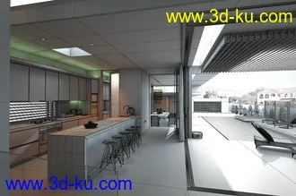 复式别墅模型,私人游泳池,整套室内布局模型,3D模型的图片