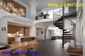 室内全屋场景,室内模型,厅模型,卧室模型,家具模型,3D模型的图片2