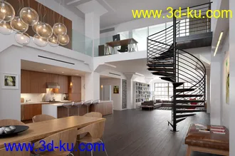 室内全屋场景,室内模型,厅模型,卧室模型,家具模型,3D模型的图片