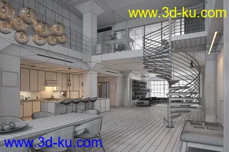 室内全屋场景,室内模型,厅模型,卧室模型,家具模型,3D模型的图片