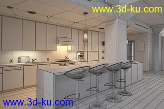 室内全屋场景,室内模型,厅模型,卧室模型,家具模型,3D模型的图片