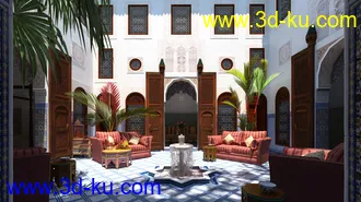 别墅模型,喷泉模型,室内场景模型,3D模型的图片1