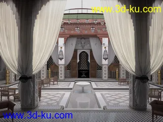 露天大堂场景,天井模型,3D场景模型的图片