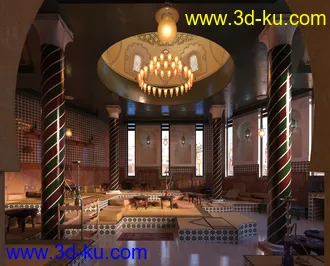 东欧室内场景模型,圆顶建筑,圆柱模型,3D模型的图片