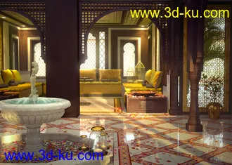 复古室内场景模型,木建筑模型,3D模型的图片