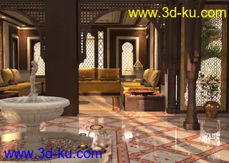 复古室内场景模型,木建筑模型,3D模型的图片